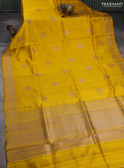Banarasi raw silk saree yellow with woven buttas and woven border