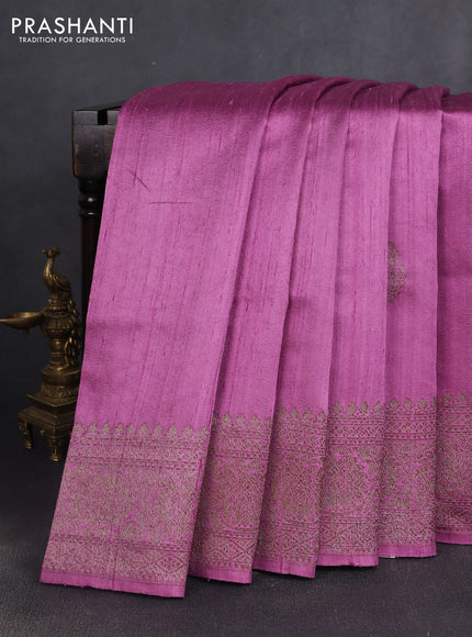 Banarasi raw silk saree lavender with woven buttas and woven border