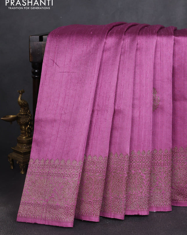 Banarasi raw silk saree lavender with woven buttas and woven border