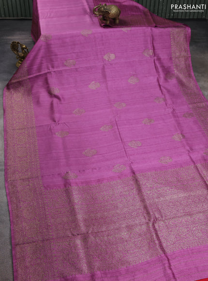 Banarasi raw silk saree lavender with woven buttas and woven border