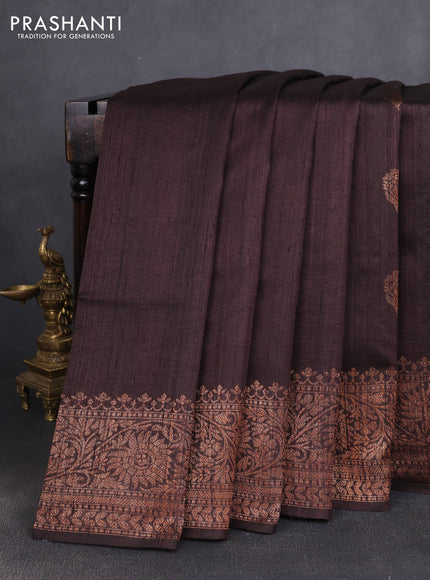 Banarasi raw silk saree coffee brown with woven buttas and woven border
