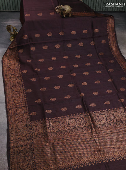 Banarasi raw silk saree coffee brown with woven buttas and woven border