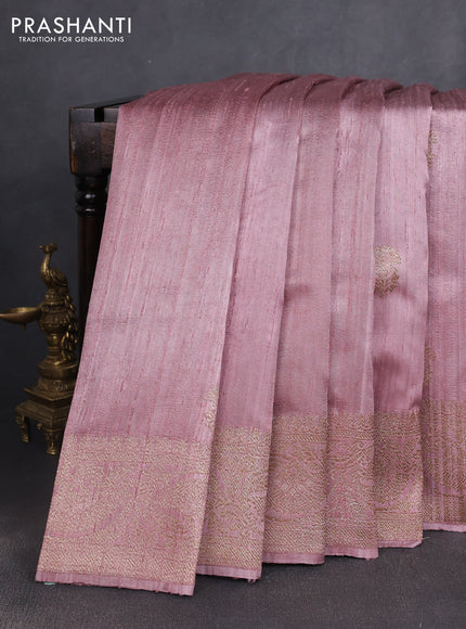 Banarasi raw silk saree pastel pink with woven buttas and woven border