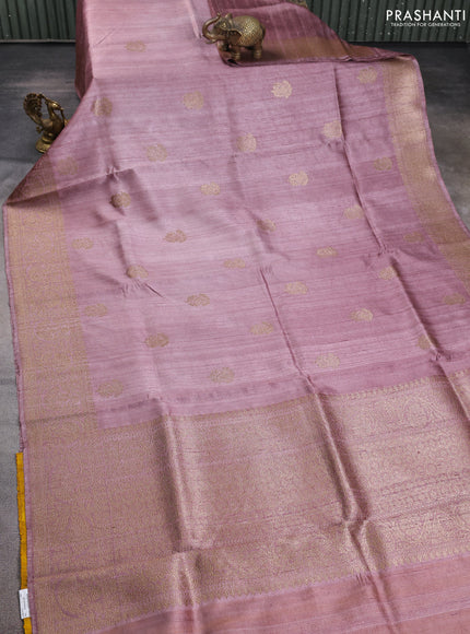 Banarasi raw silk saree pastel pink with woven buttas and woven border