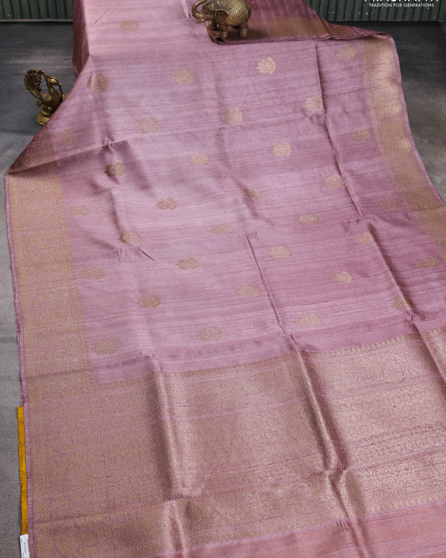 Banarasi raw silk saree pastel pink with woven buttas and woven border