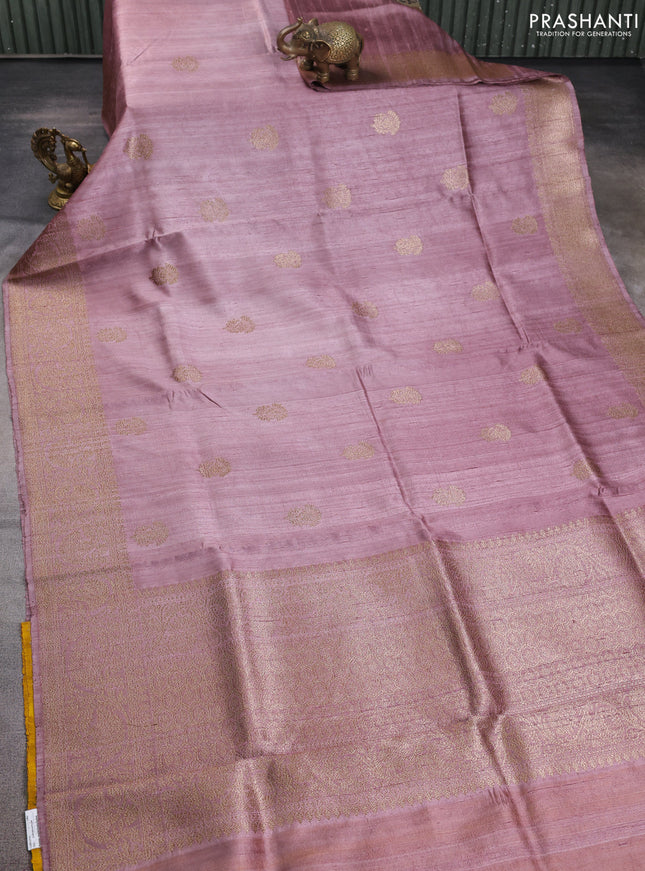 Banarasi raw silk saree pastel pink with woven buttas and woven border