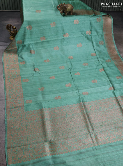 Banarasi raw silk saree pastel green with woven buttas and woven border