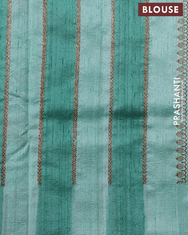Banarasi raw silk saree pastel green with allover thread weaves and woven border