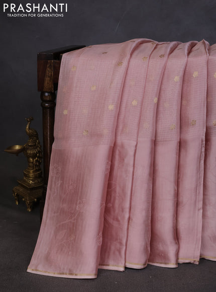 Kota silk saree pastel pink with zari woven buttas and zari woven border
