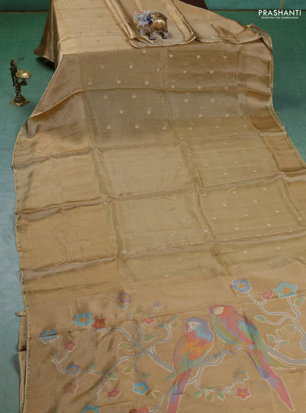 Kota silk saree sandal with zari woven buttas and zari woven border
