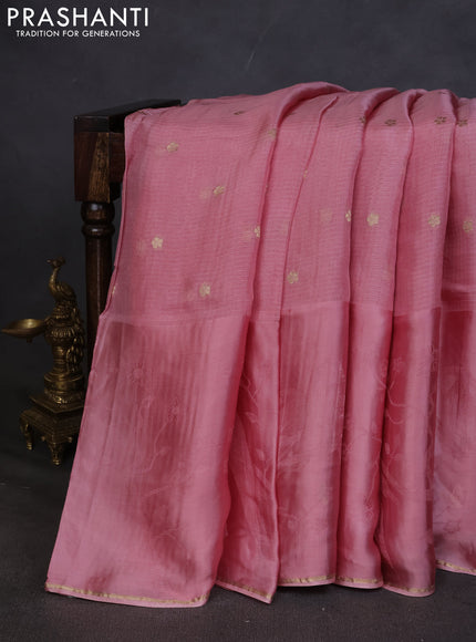 Kota silk saree pastel pink with zari woven buttas and zari woven border