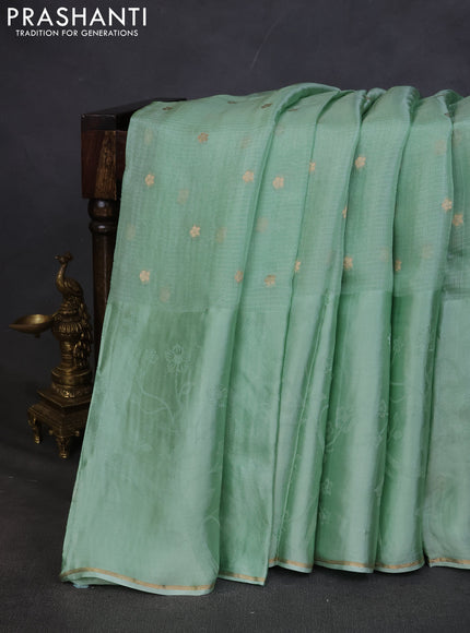 Kota silk saree pista green with zari woven buttas and zari woven border