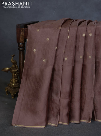 Kota silk saree brown with zari woven buttas and zari woven border
