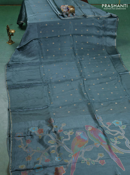 Kota silk saree pastel blue with zari woven buttas and zari woven border