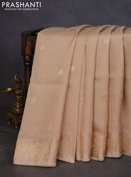 Kota silk saree sandal with zari woven buttas and zari woven border