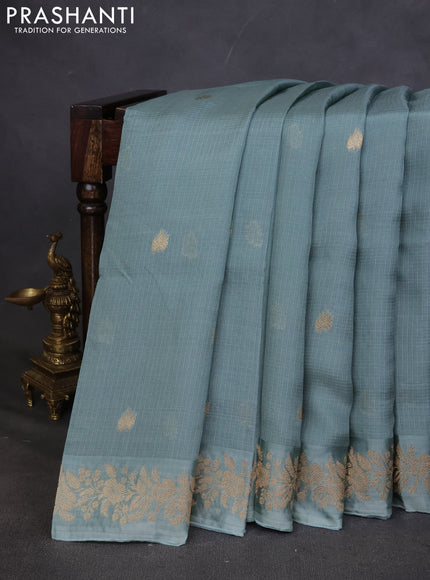 Kota silk saree teal shade with zari woven buttas and zari woven border