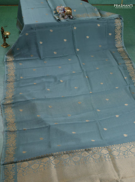 Kota silk saree teal shade with zari woven buttas and zari woven border