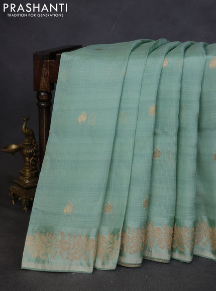 Kota silk saree pastel green with zari woven buttas and zari woven border