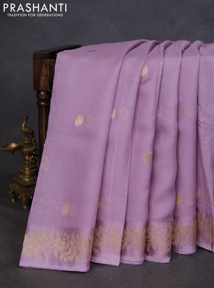 Kota silk saree lavender with zari woven buttas and zari woven border