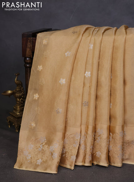 Kota silk saree sandal with zari woven buttas and zari woven border