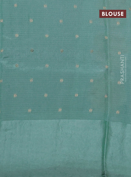 Kota silk saree pastel green with zari woven buttas and zari woven border