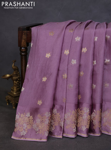 Kota silk saree lavender with zari woven buttas and zari woven border