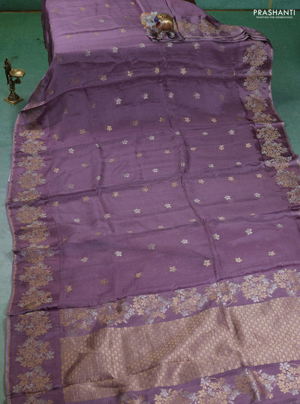 Kota silk saree lavender with zari woven buttas and zari woven border