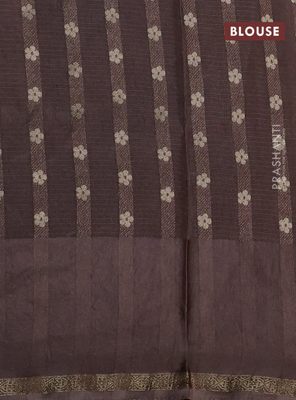 Kota silk saree brown with allover jamdhani weaves and temple design zari woven border