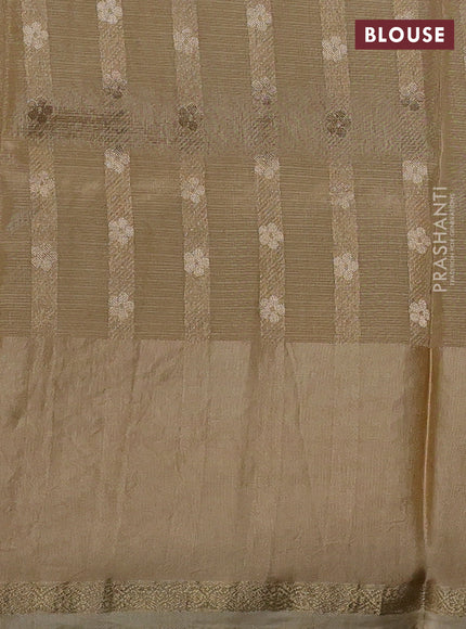 Kota silk saree sandal with allover jamdhani weaves and temple design zari woven border