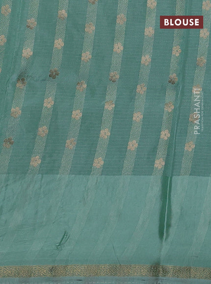 Kota silk saree pastel green with allover jamdhani weaves and temple design zari woven border