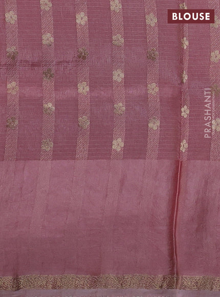 Kota silk saree peach pink with allover jamdhani weaves and temple design zari woven border