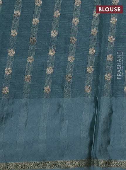 Kota silk saree pastel blue with allover jamdhani weaves and temple design zari woven border