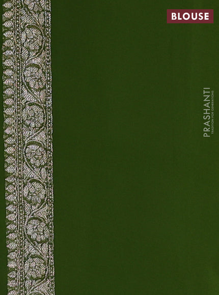 Pure banarasi chiffon saree light green with silver zari woven buttas and silver zari woven border