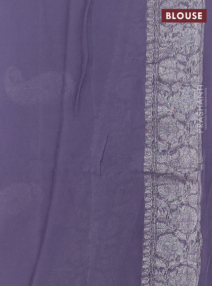 Pure banarasi chiffon saree pastel grey with silver zari woven buttas and silver zari woven border