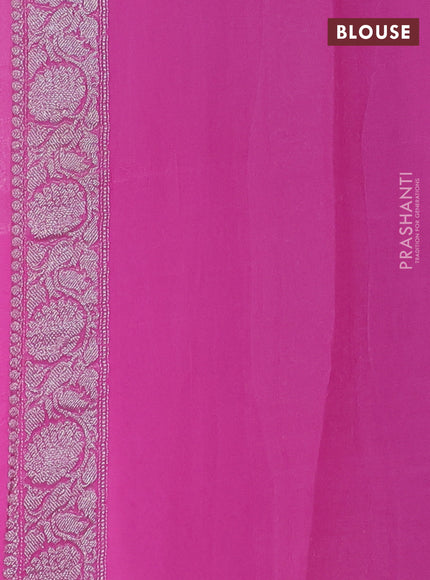 Pure banarasi chiffon saree light pink with silver zari woven buttas and silver zari woven border