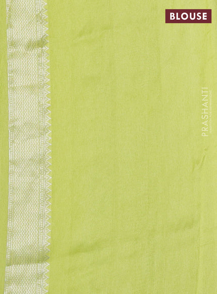 Banarasi semi raw silk saree fluorescent green with silver zari woven buttas and mina border
