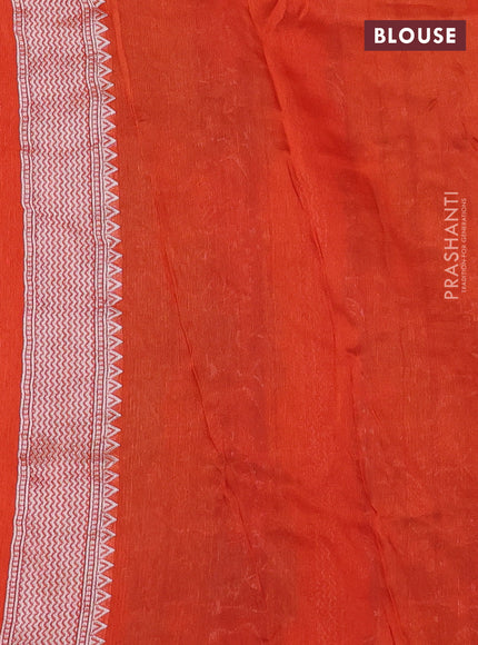 Banarasi semi raw silk saree orange with silver zari woven buttas and mina border