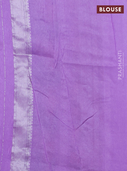 Banarasi semi raw silk saree lavender with silver zari woven buttas and mina border