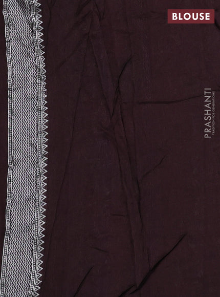 Banarasi semi raw silk saree coffee brown with silver zari woven buttas and mina border