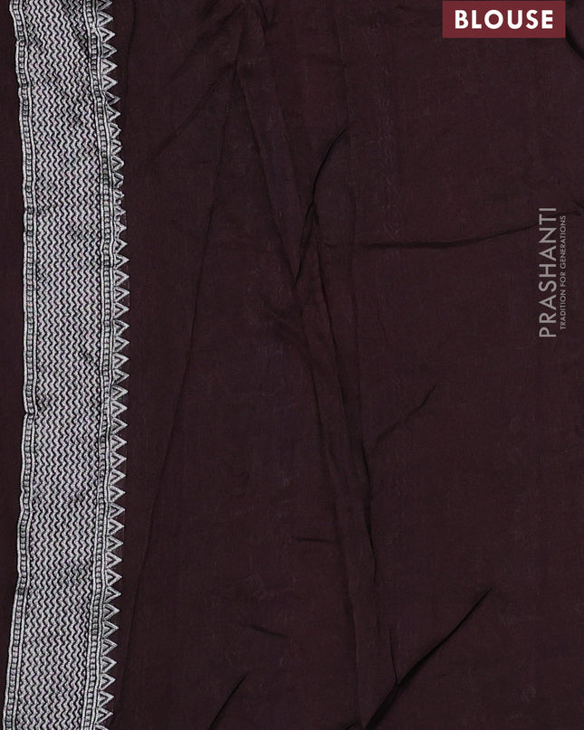 Banarasi semi raw silk saree coffee brown with silver zari woven buttas and mina border