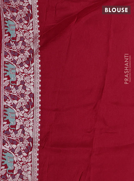 Banarasi semi raw silk saree red with allover mina wevaes and woven border