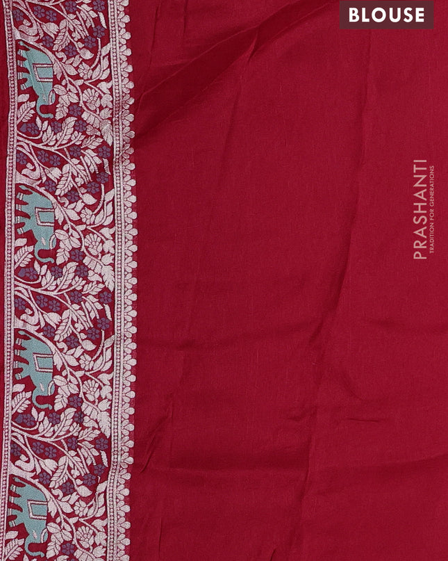 Banarasi semi raw silk saree red with allover mina wevaes and woven border
