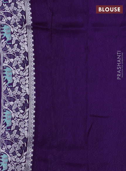 Banarasi semi raw silk saree violet with allover mina wevaes and woven border