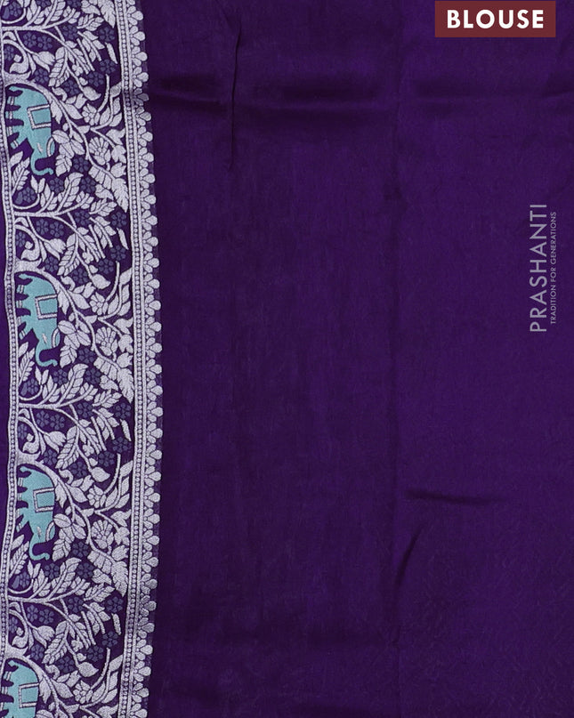 Banarasi semi raw silk saree violet with allover mina wevaes and woven border