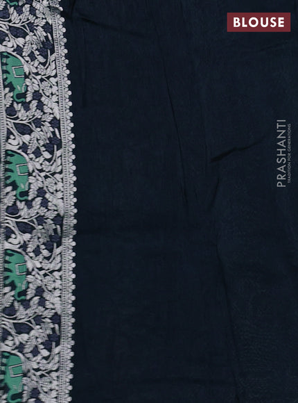 Banarasi semi raw silk saree peacock blue with allover mina wevaes and woven border