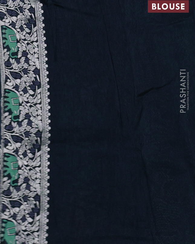 Banarasi semi raw silk saree peacock blue with allover mina wevaes and woven border