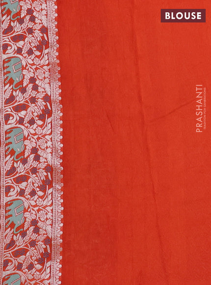 Banarasi semi raw silk saree orange with allover mina wevaes and woven border