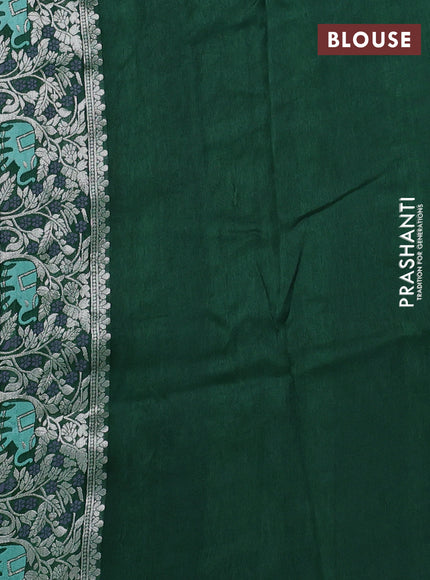 Banarasi semi raw silk saree green with allover mina wevaes and woven border