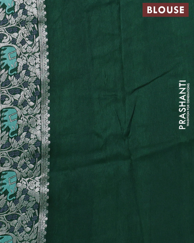 Banarasi semi raw silk saree green with allover mina wevaes and woven border