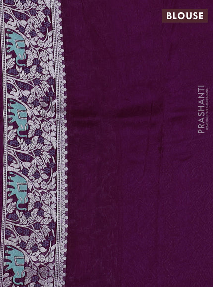Banarasi semi raw silk saree purple with allover mina wevaes and woven border
